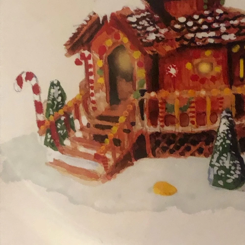 Williams-Sonoma Gingerbread House Serving/Chop Plate Red Trim 14” Octagonal